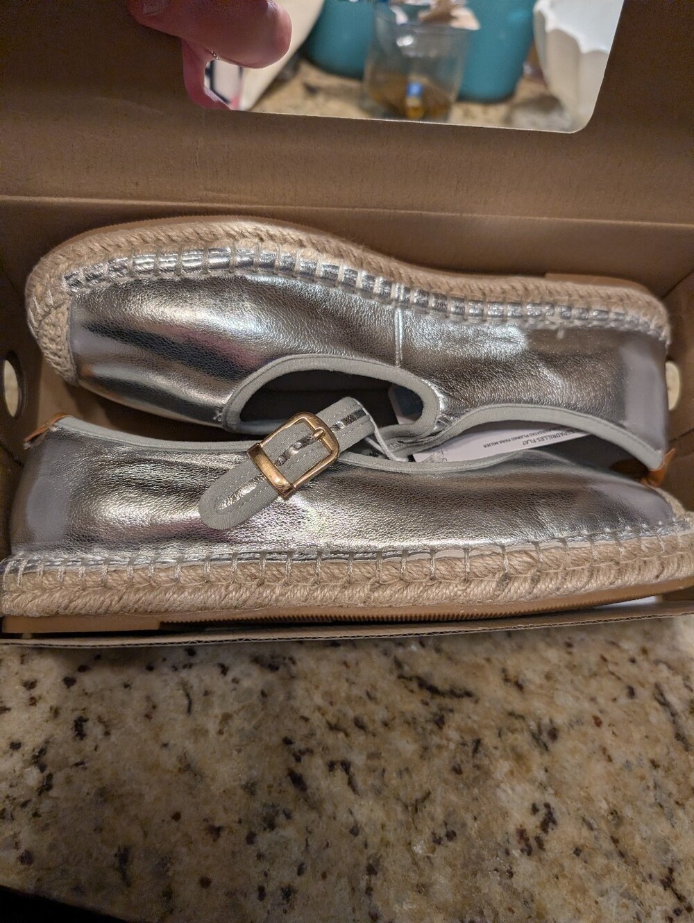 Silver Metallic Lady Jane Espadrilles New In Box Sz 10